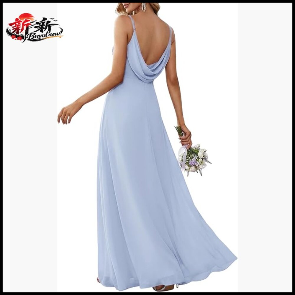 Chiffon Backless Spaghetti Strap Formal Dress Empire Waist Floor Length